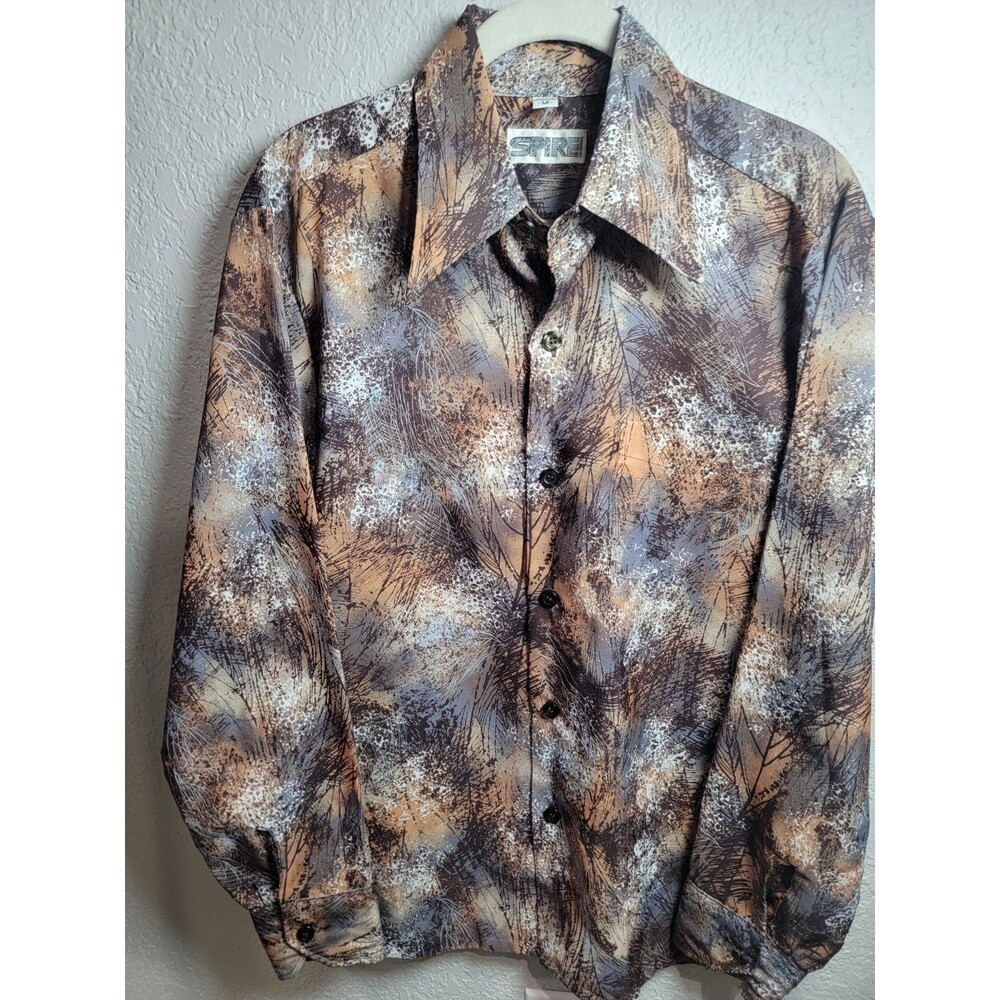 Vintage Spire California Blouse Womens M Abstract Print 70s 80s Polyester Button